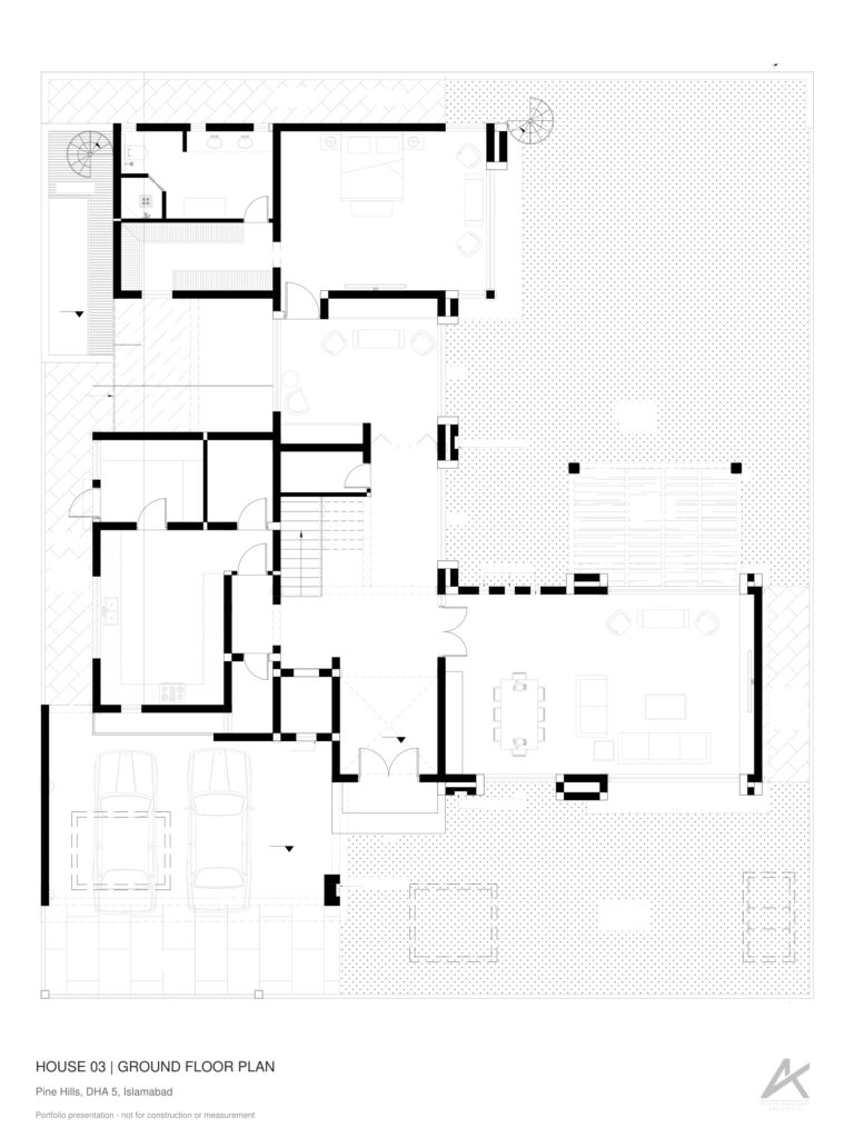 House 03 ground floor plan, Pine Hills DHA 5 Islamabad